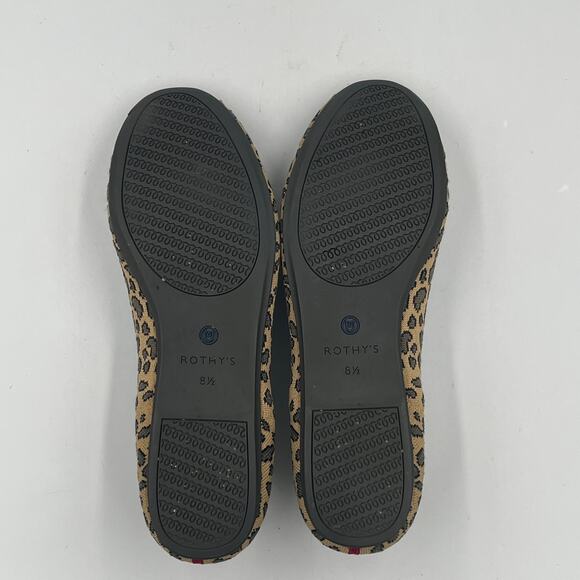 Rothy's Flats Women’s Leopard Cheetah Animal Print Red Stripe Round Toe Size 8.5 - Picture 8 of 12